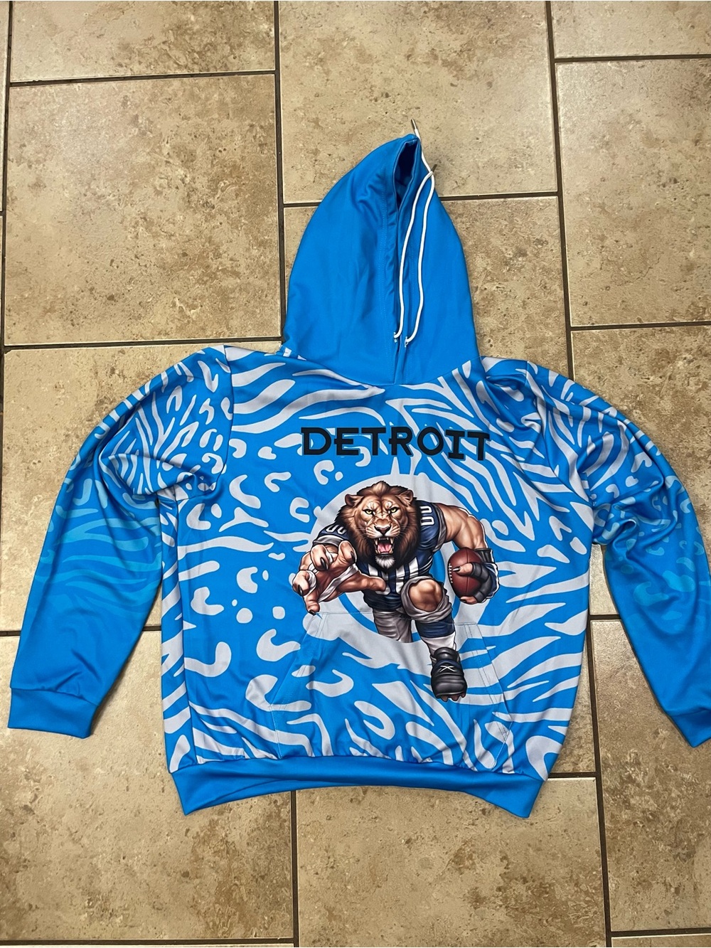 Detroit Lions Blue Graphic Hoodie